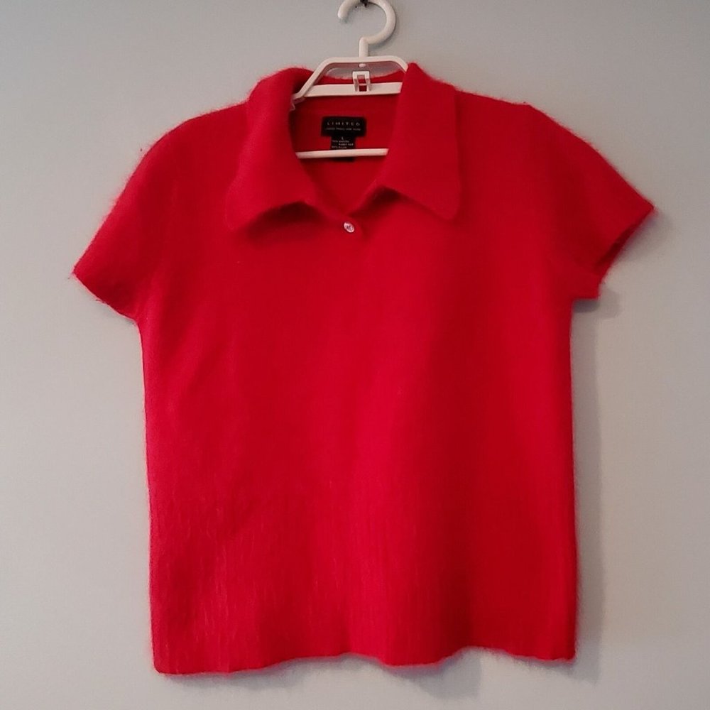 Vintage Limited Red Polo Collar Sweater sized Small (Marked as L) Angora blend